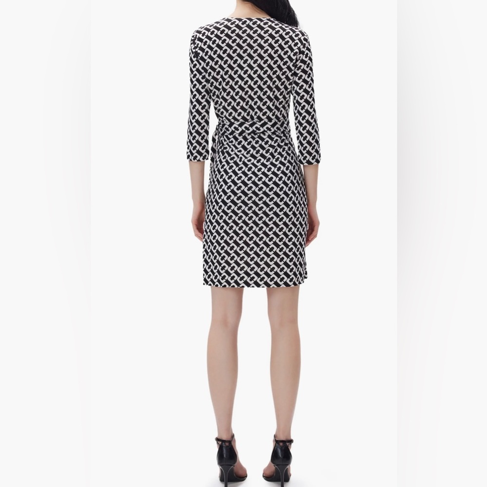 DVF Diane von Furstenberg Julian Two Chain Link Silk Wrap Dress Size 12 - Picture 4 of 8